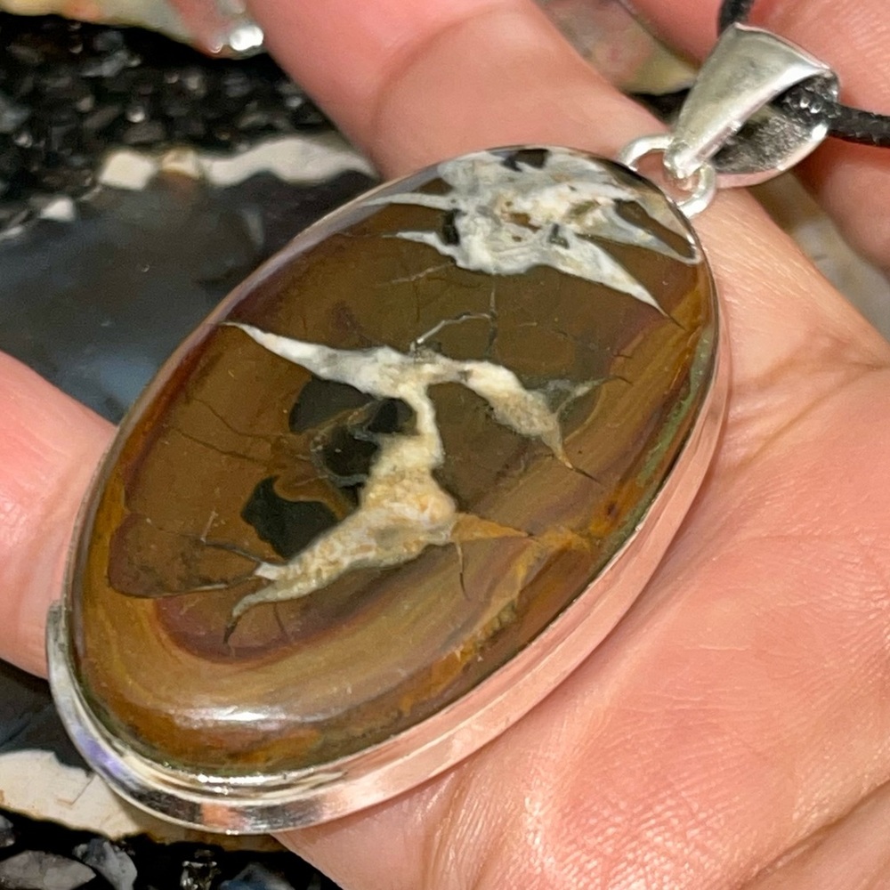 Brown Septarian Nodule Pendant 2 1/2”